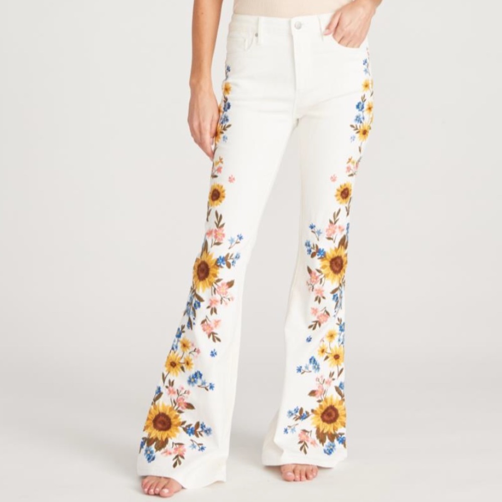 Driftwood White Farrah Flare Sunflower Jeans